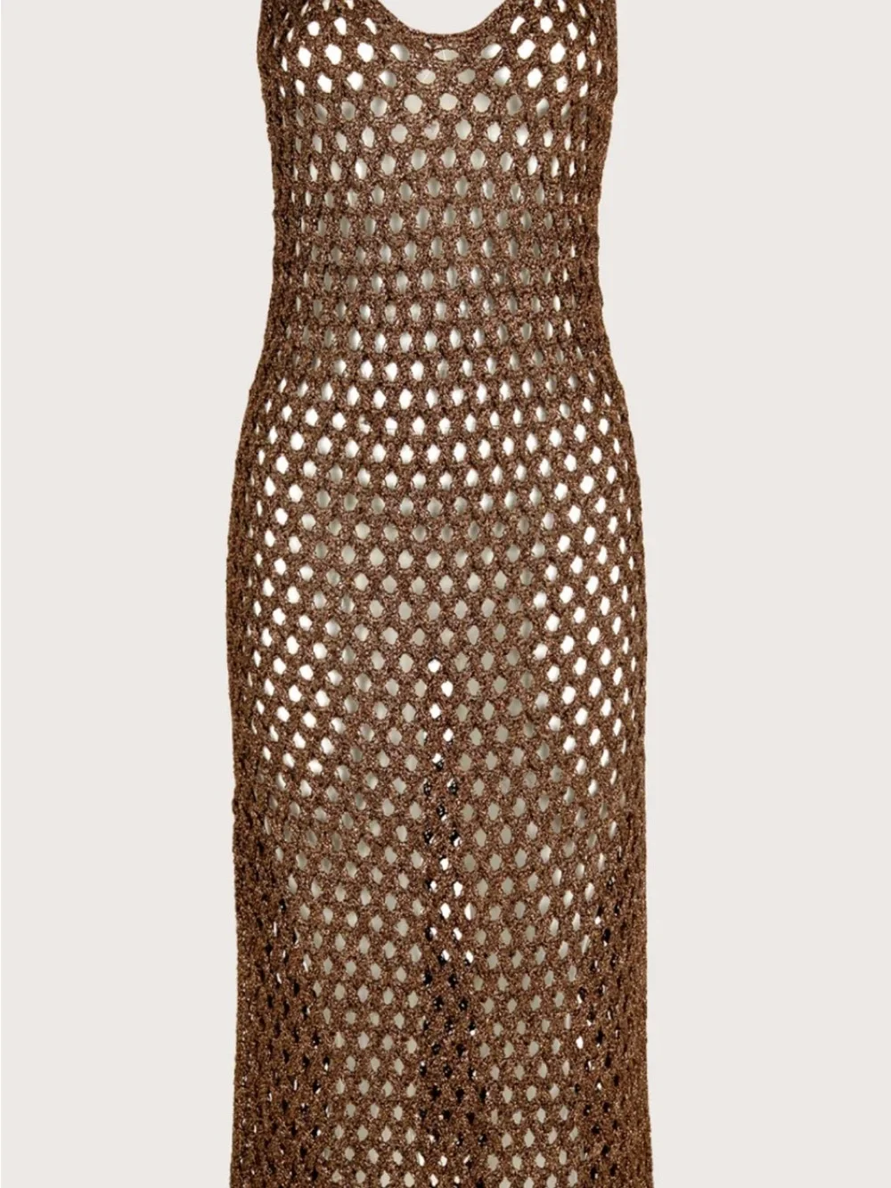 Brown Crochet Swim Coverup Maxi Dress
